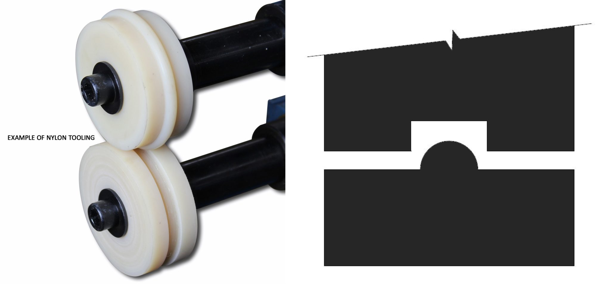 Baileigh BR18E-3/8-ROUND-NY 3/8“ ( 9,525 mm ) Nylon-Rundsickenrollensatz – Produktbild