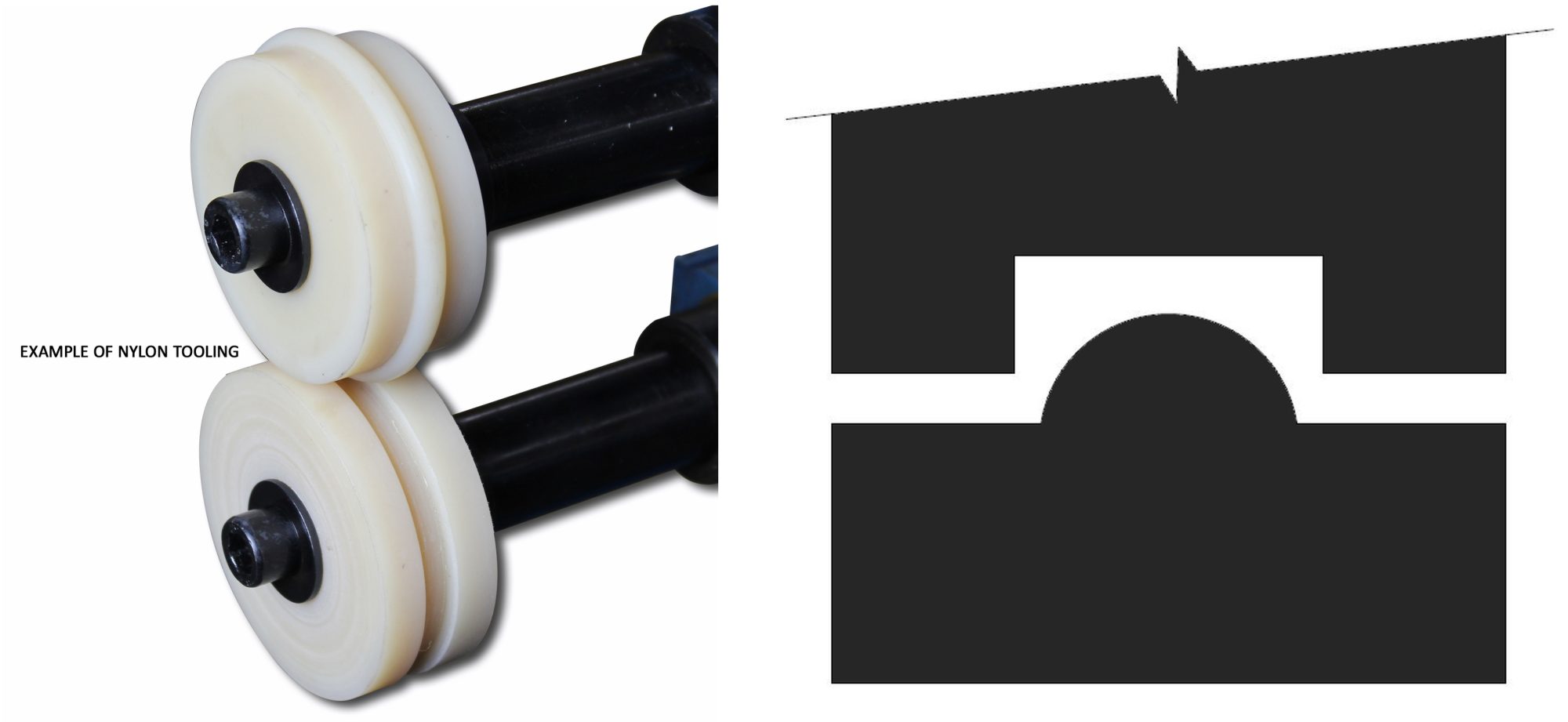 Baileigh BR18E-5/8-ROUND-NY 5/8“ ( 15,875 mm ) Nylon-Rundsickenrollensatz – Produktbild