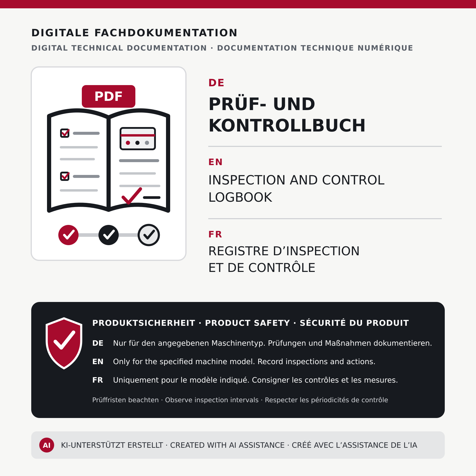 Digitale Prüf- und Kontrollbücher für Maschinen.