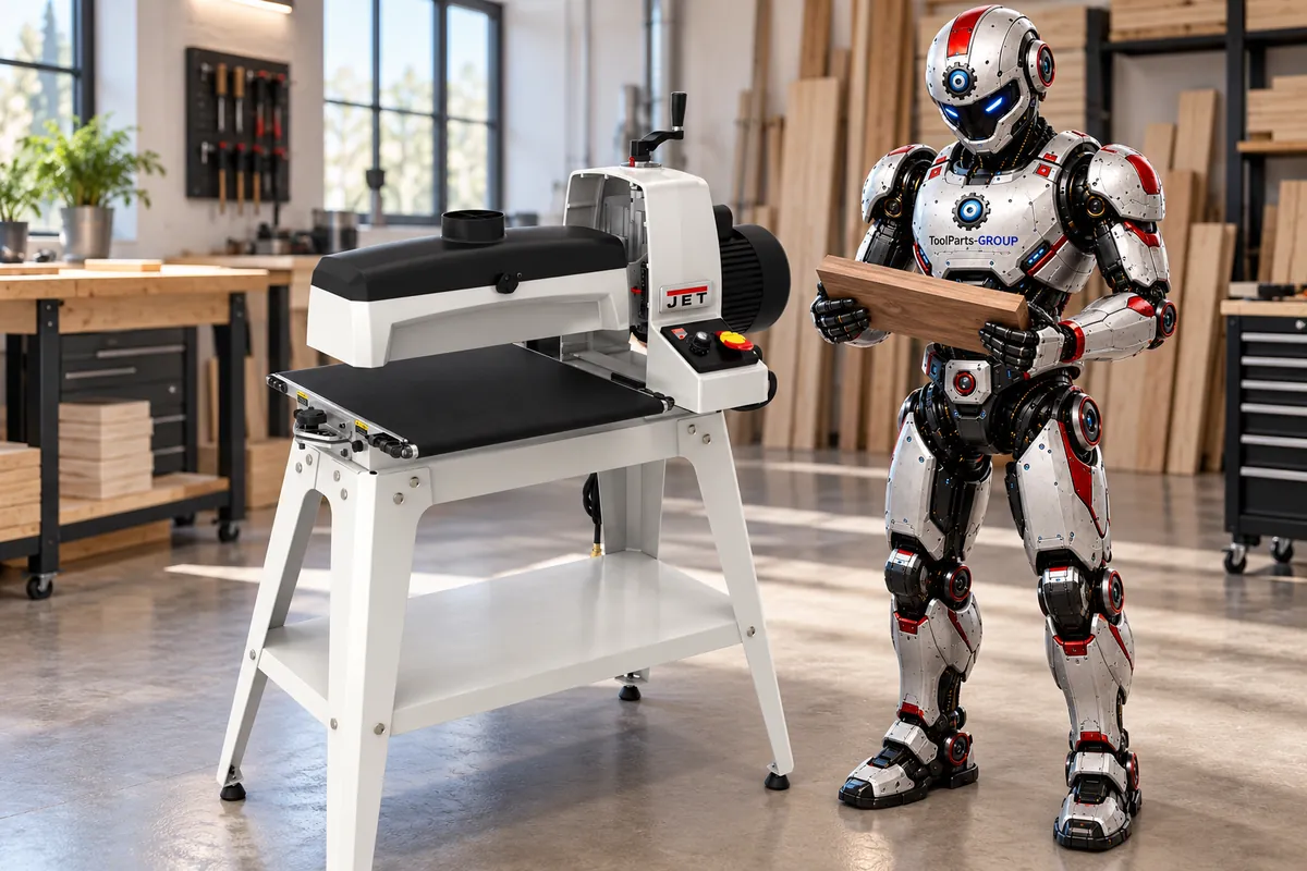 JET JWDS-1632-M open-ended drum sander – In use
