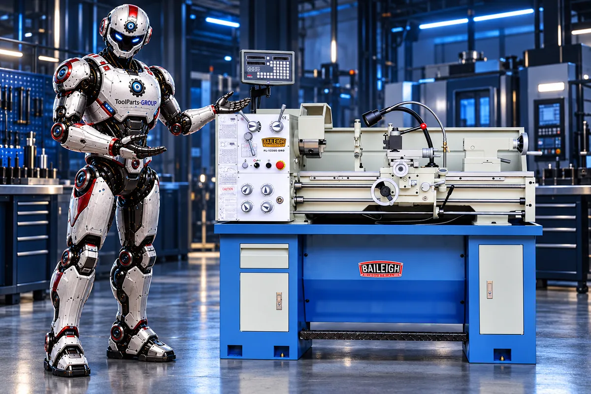 Baileigh PL-1236E-DRO Metalldrehmaschine mit Digitalanzeige – Im Einsatz